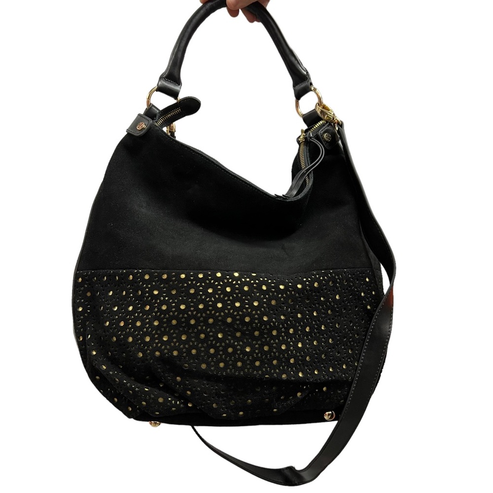 IMAN Black & Gold Hobo Bag